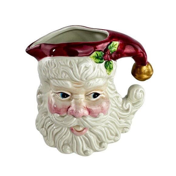 Vintage Santa Head Ceramic Christmas Creamer & Sugar Bowl Set With Lid - Picture 9 of 14
